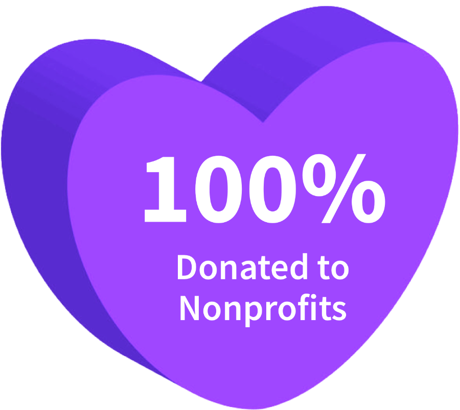 100% Donated to Nonprofits