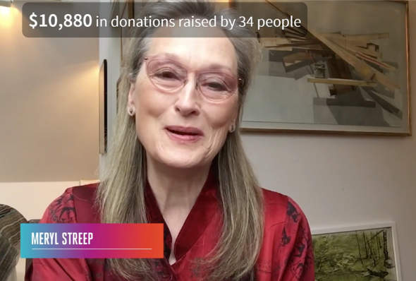 Image of Meryl Streep Fundraising on Zoom