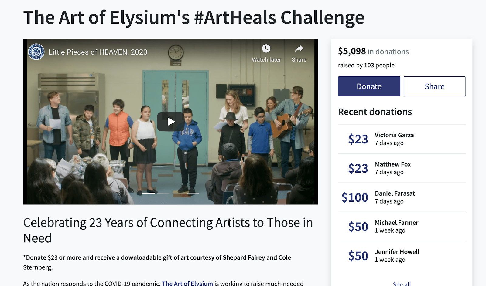 The Art of Elysium’s Art Heals Challenge Video