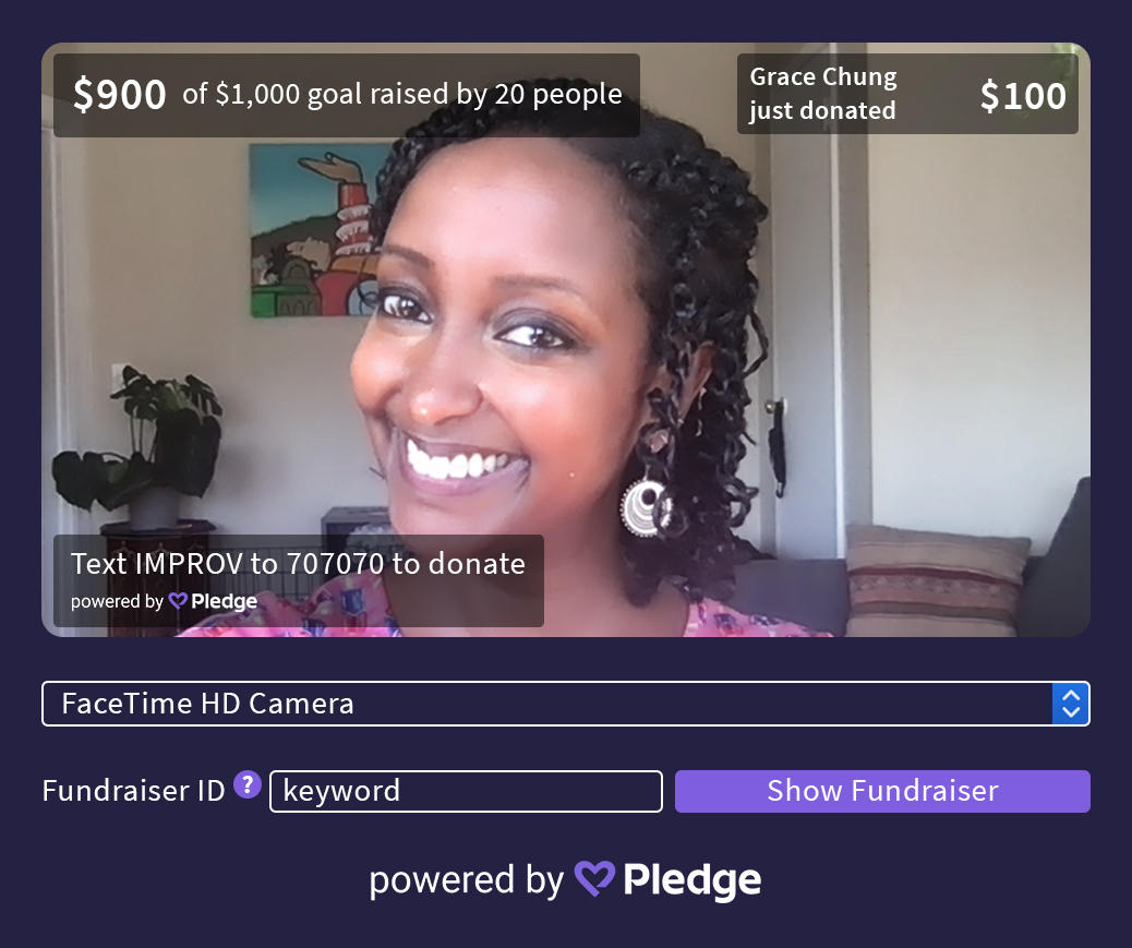 Pledge Cam Donation Screen with Women’s Face
